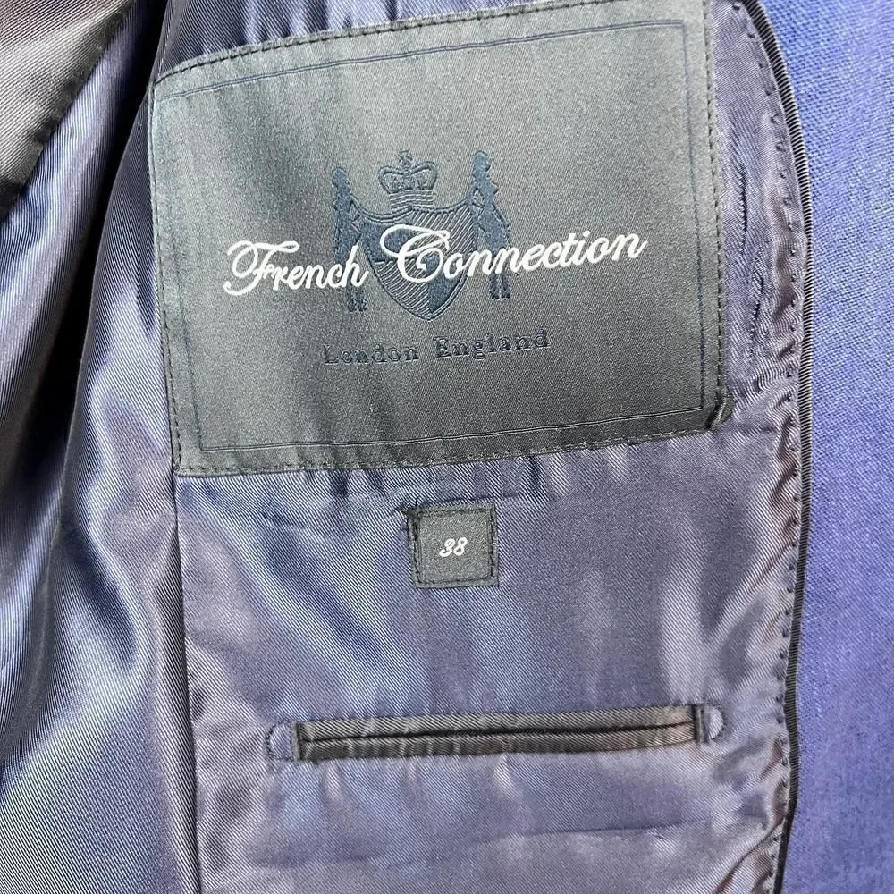 ASOS French Connection Linen Suit Jacket in Blue Men's Size 34